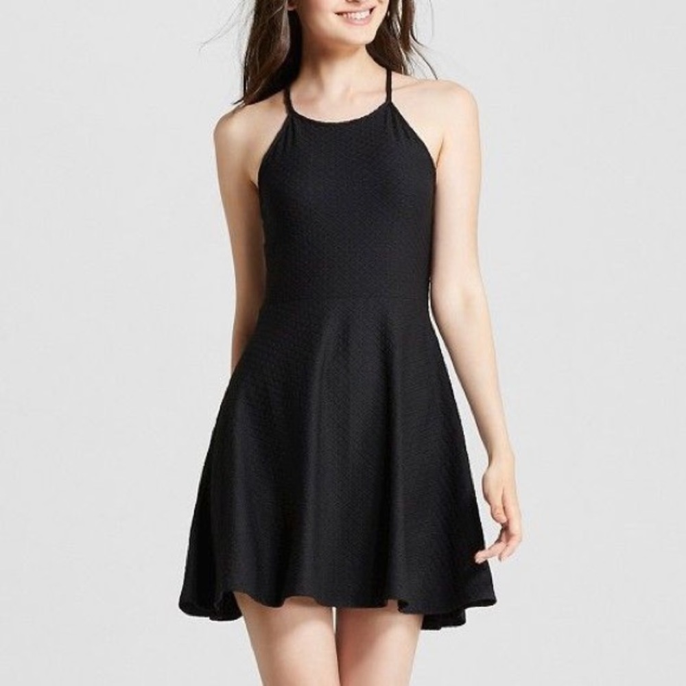 Mossimo Black Halter Dress Fit & Flare Skater